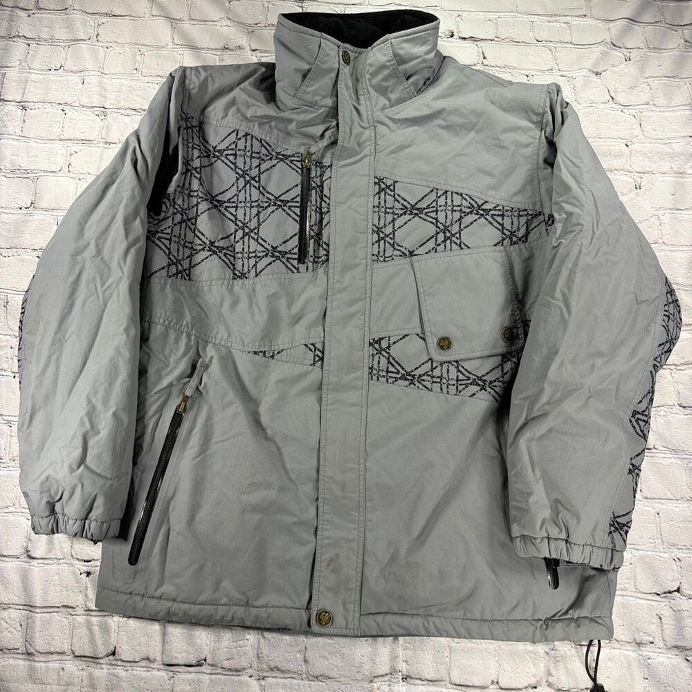VTG Triple Nickel 555 Geometric Panel Snowboard Ski Jacket Grey Large